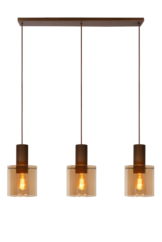 Lucide TOLEDO - Pendant light - Ø 20 cm - 3xE27 - Amber