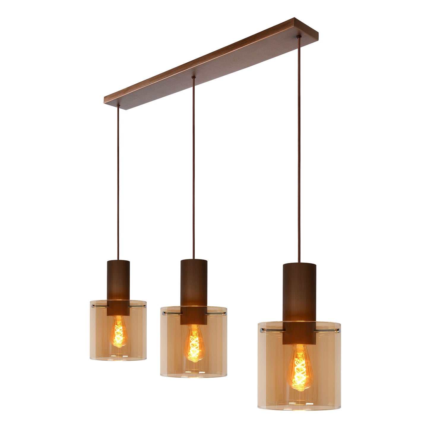 Lucide TOLEDO - Pendant light - Ø 20 cm - 3xE27 - Amber