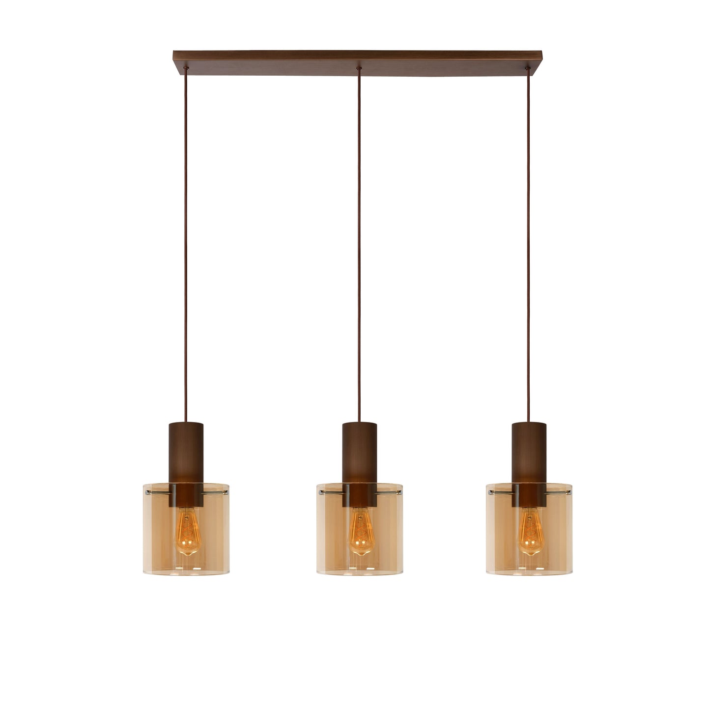 Lucide TOLEDO - Pendant light - Ø 20 cm - 3xE27 - Amber