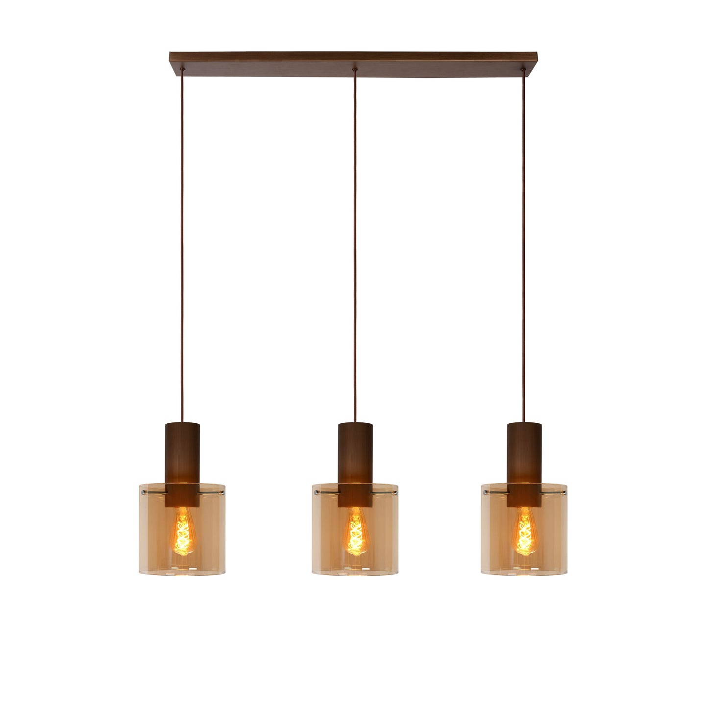 Lucide TOLEDO - Pendant light - Ø 20 cm - 3xE27 - Amber