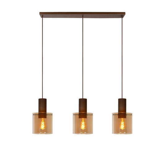 Lucide TOLEDO - Pendant light - Ø 20 cm - 3xE27 - Amber