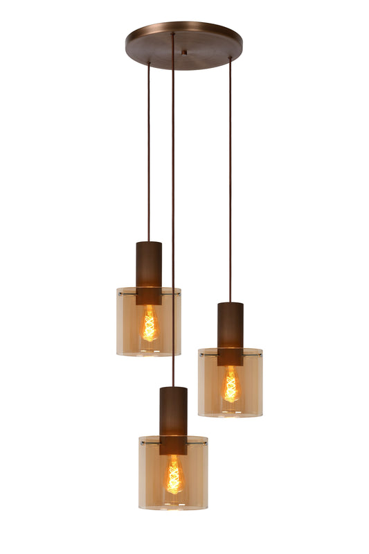 Lucide TOLEDO - Pendant light - 3xE27 - Amber