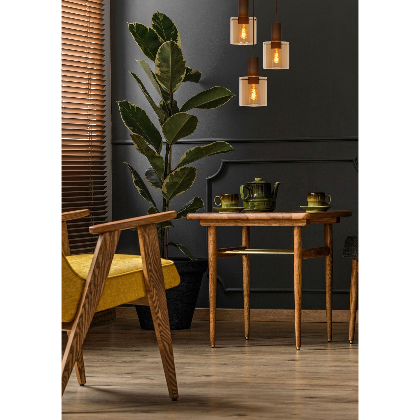 Lucide TOLEDO - Pendant light - 3xE27 - Amber