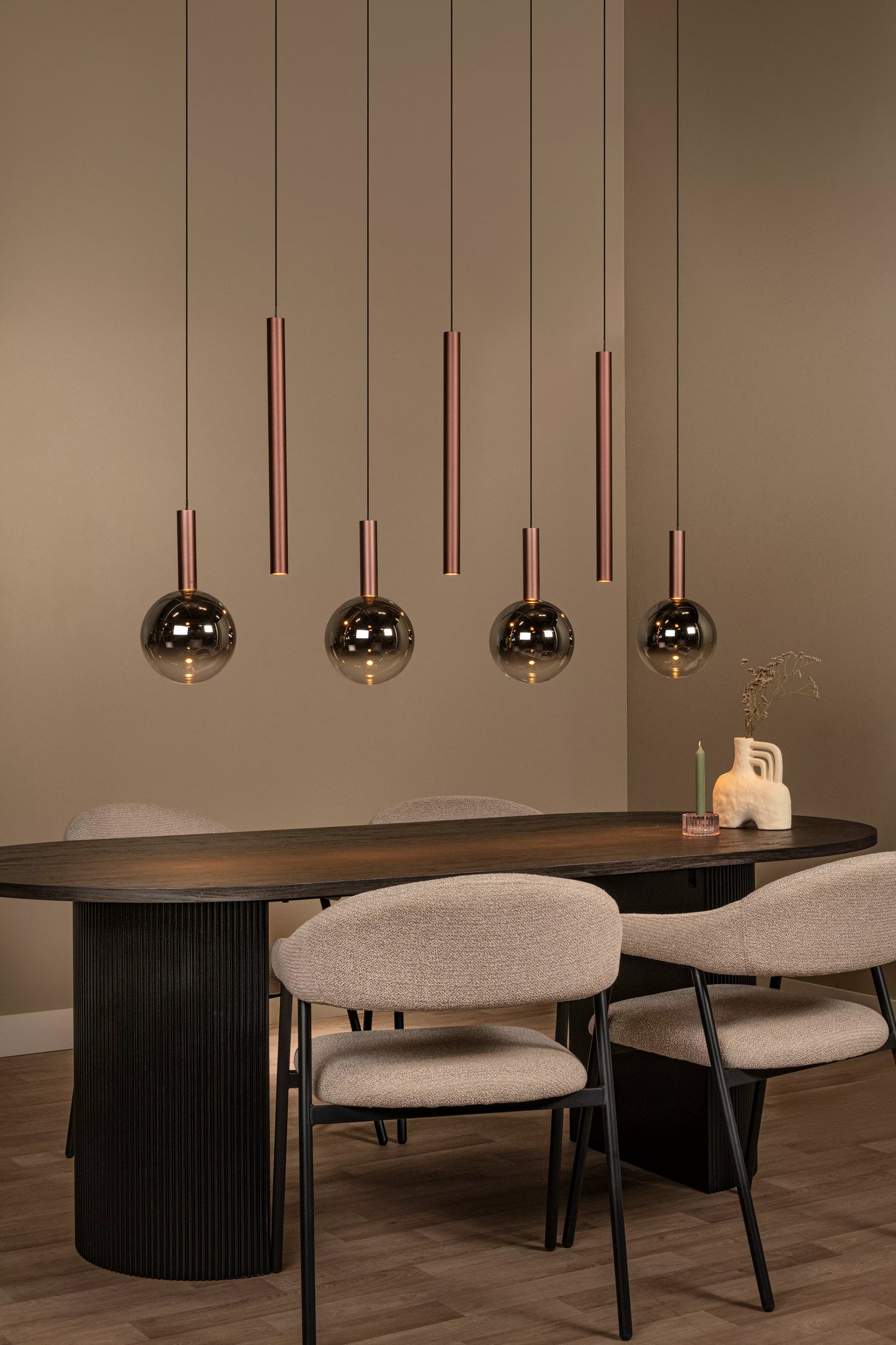 Lucide JASMINE - Pendant light - LED Dim. - CCT - 7x4W 2200K/3300K - Suitable for double-height spaces and high ceiling - Copper | Premium