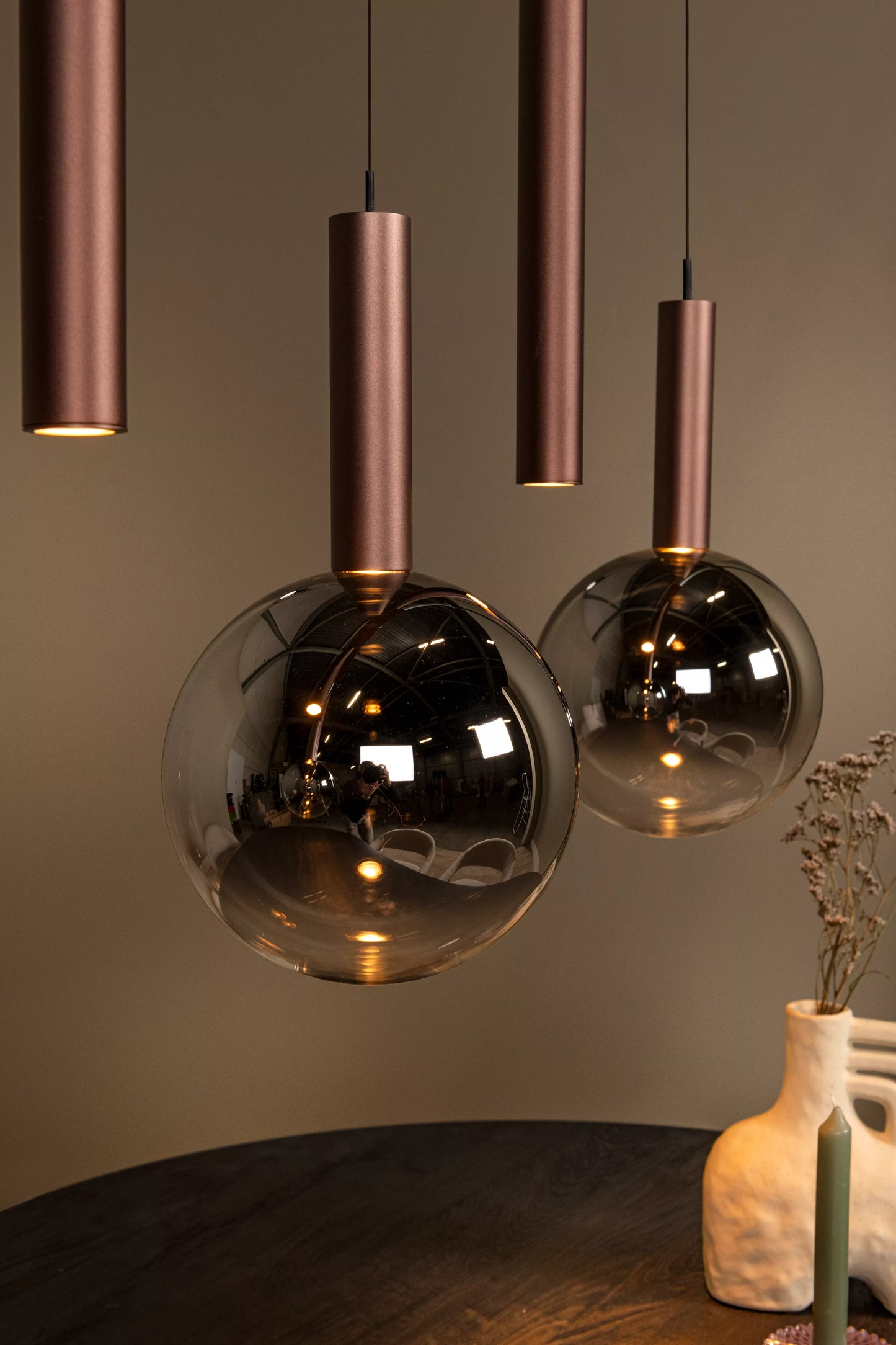 Lucide JASMINE - Pendant light - LED Dim. - CCT - 7x4W 2200K/3300K - Suitable for double-height spaces and high ceiling - Copper | Premium