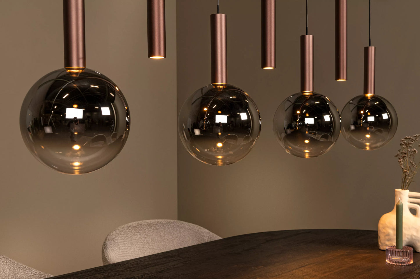 Lucide JASMINE - Pendant light - LED Dim. - CCT - 7x4W 2200K/3300K - Suitable for double-height spaces and high ceiling - Copper | Premium