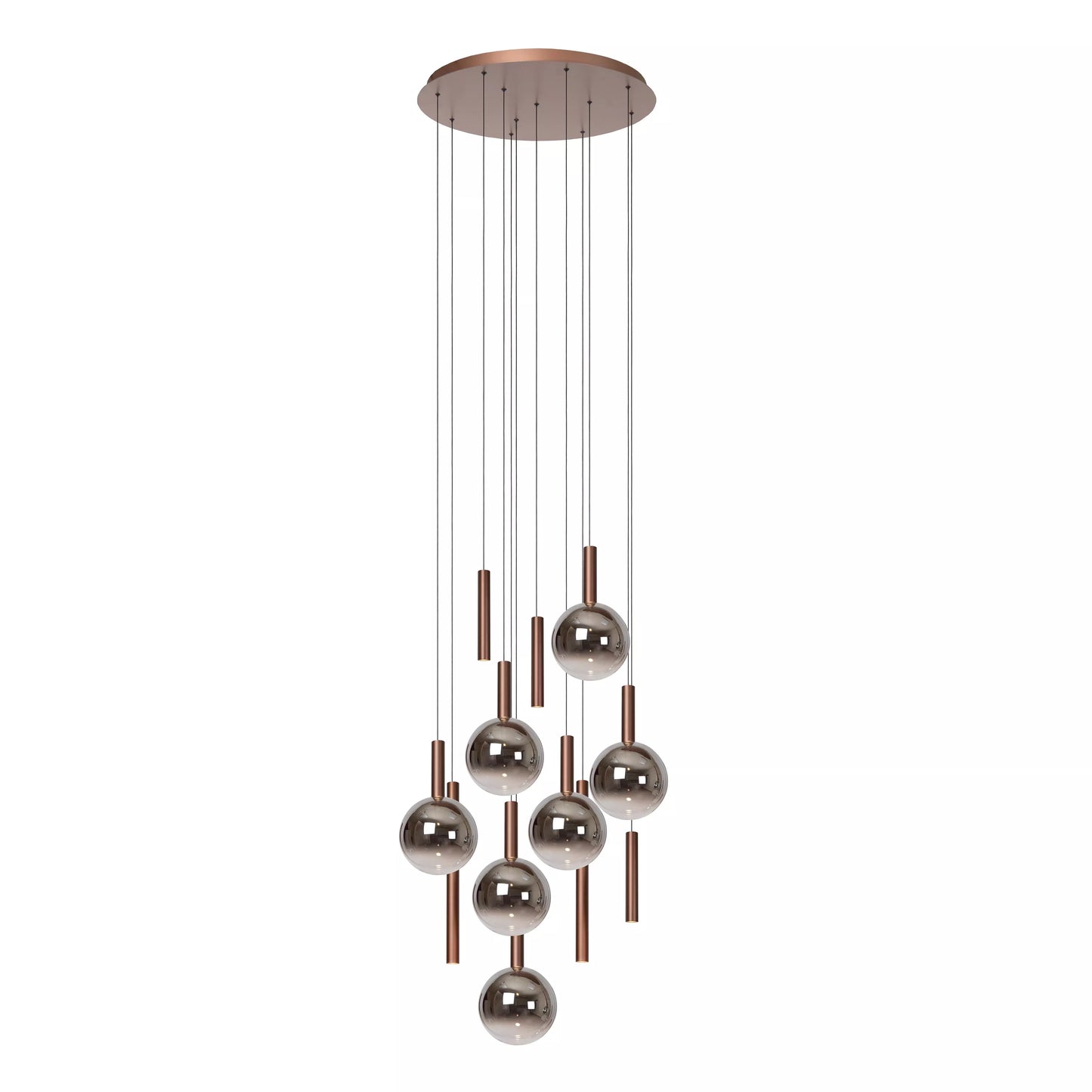 Lucide JASMINE - Pendant light - Ø 75 cm - LED Dim. - CCT - 12x4,5W 2200K/3300K - Suitable for double-height spaces and high ceiling - Copper | Premium