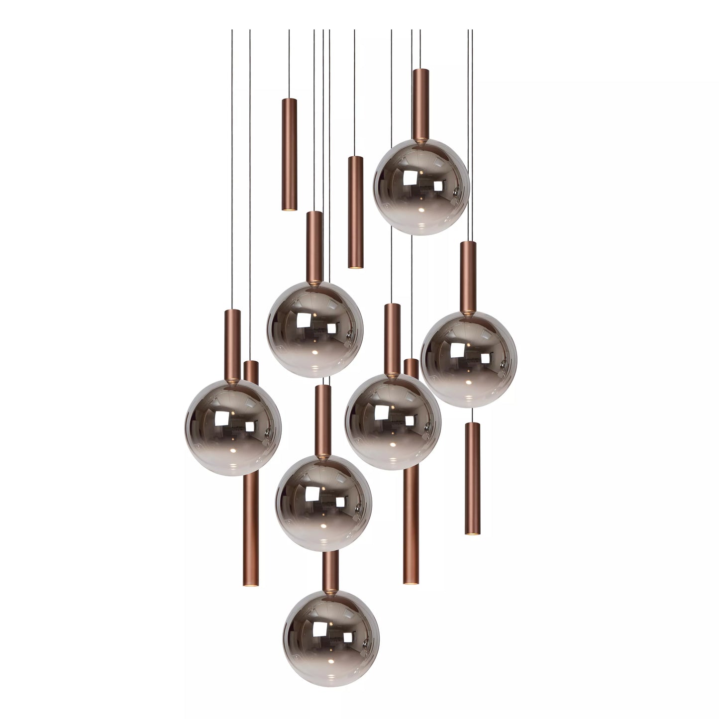 Lucide JASMINE - Pendant light - Ø 75 cm - LED Dim. - CCT - 12x4,5W 2200K/3300K - Suitable for double-height spaces and high ceiling - Copper | Premium