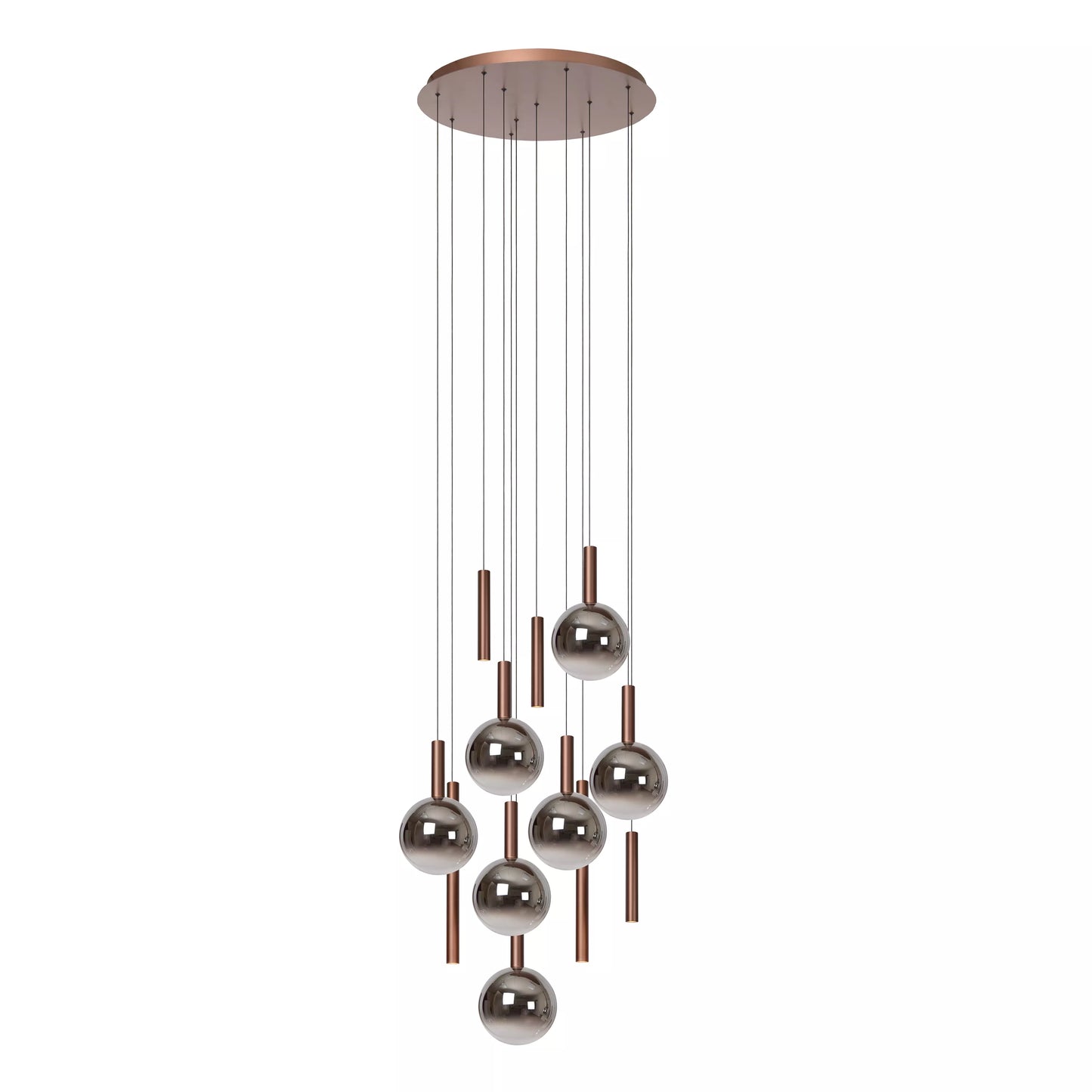 Lucide JASMINE - Pendant light - Ø 75 cm - LED Dim. - CCT - 12x4,5W 2200K/3300K - Suitable for double-height spaces and high ceiling - Copper | Premium