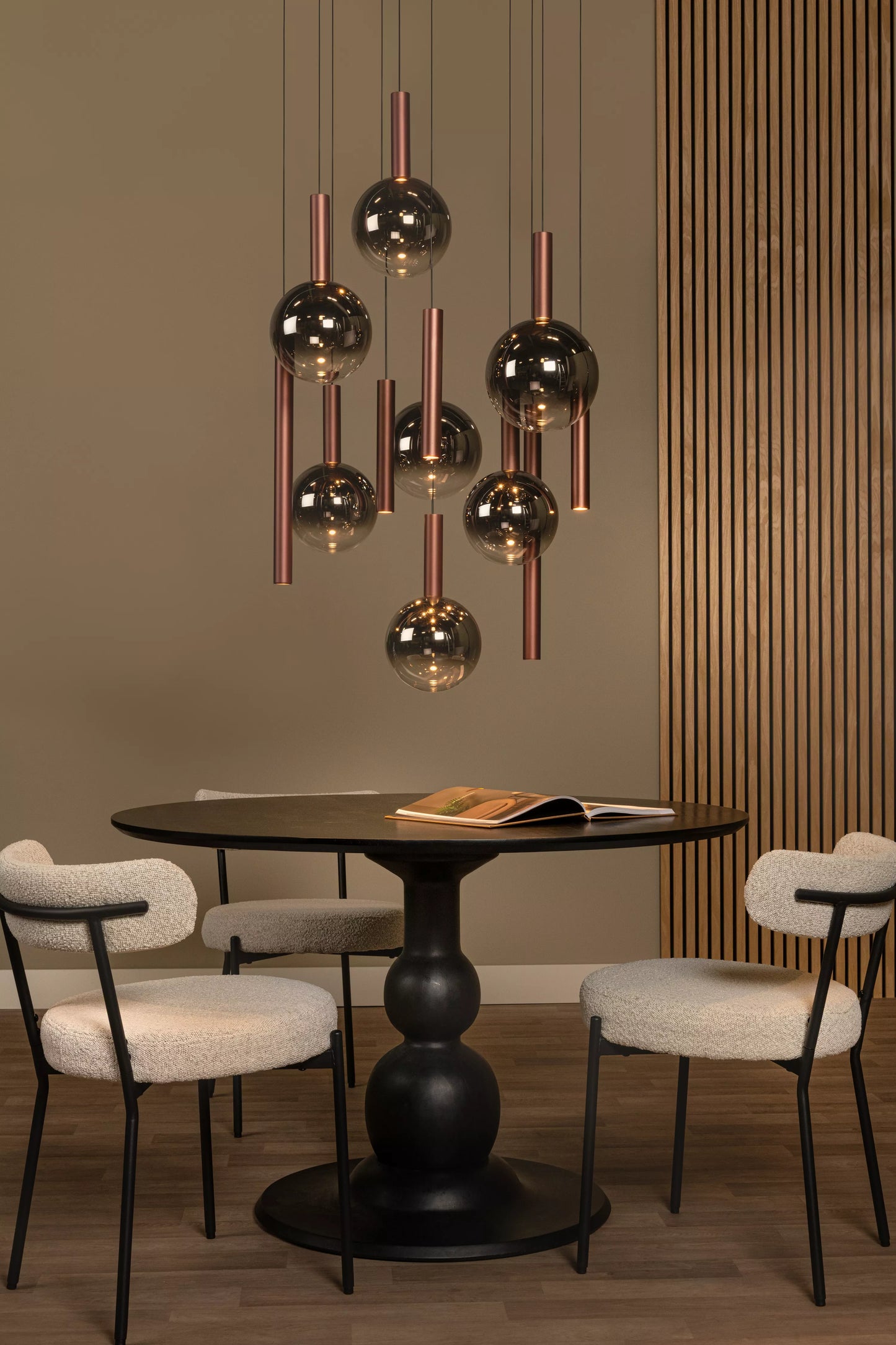 Lucide JASMINE - Pendant light - Ø 75 cm - LED Dim. - CCT - 12x4,5W 2200K/3300K - Suitable for double-height spaces and high ceiling - Copper | Premium