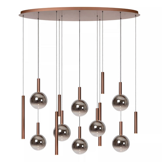 Lucide JASMINE - Pendant light - LED Dim. - CCT - 14x4,4W 2200K/3300K - Suitable for double-height spaces and high ceiling - Copper | Premium