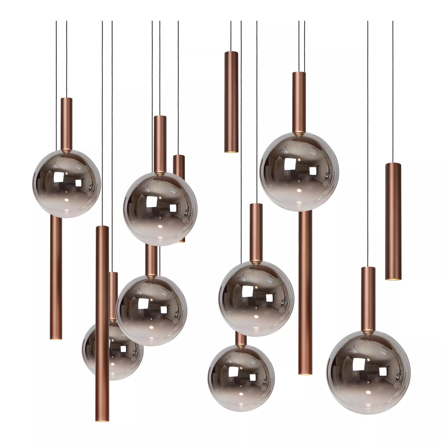 Lucide JASMINE - Pendant light - LED Dim. - CCT - 14x4,4W 2200K/3300K - Suitable for double-height spaces and high ceiling - Copper | Premium
