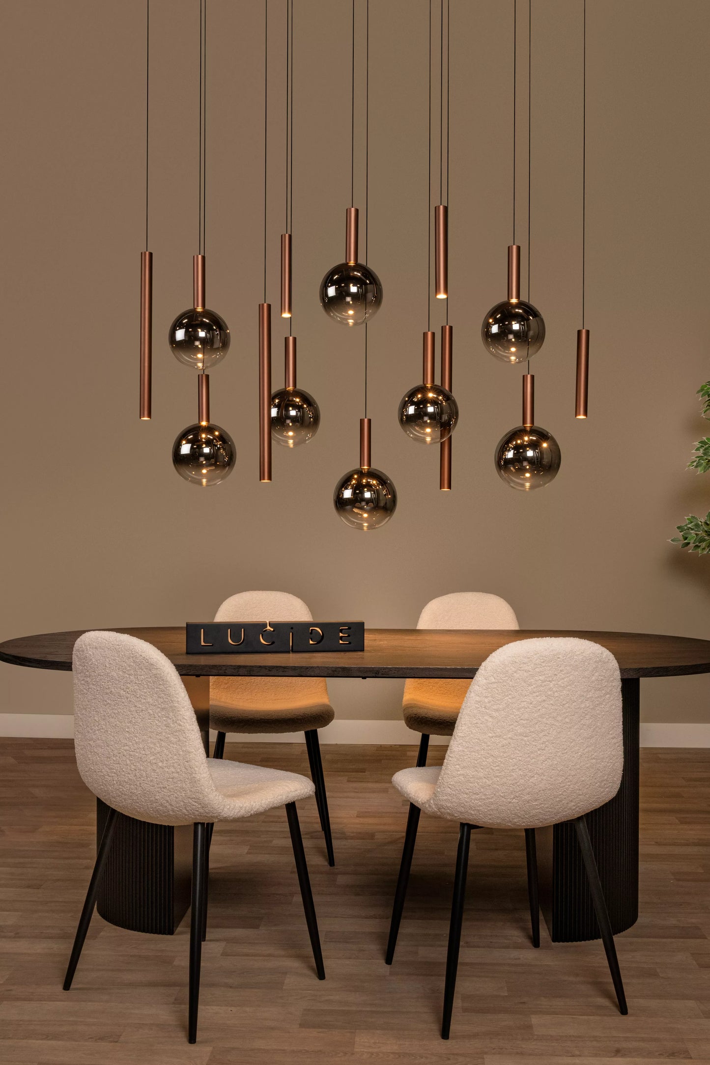 Lucide JASMINE - Pendant light - LED Dim. - CCT - 14x4,4W 2200K/3300K - Suitable for double-height spaces and high ceiling - Copper | Premium