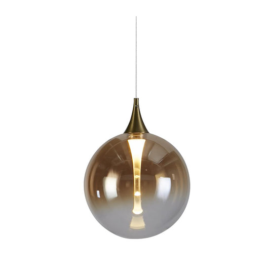 ALCHEMY LED BLACK PENDANT CEILING LAMP WITH AMBER GLASS