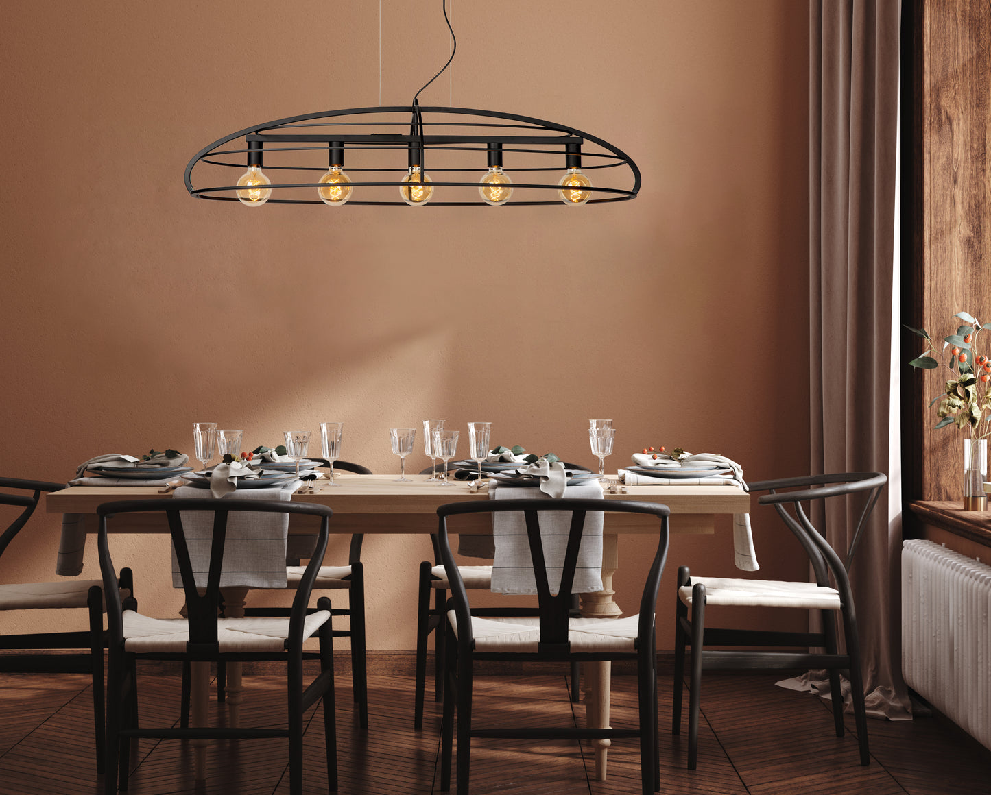 Lucide DIKRA - Pendant light - 5xE27 - Black