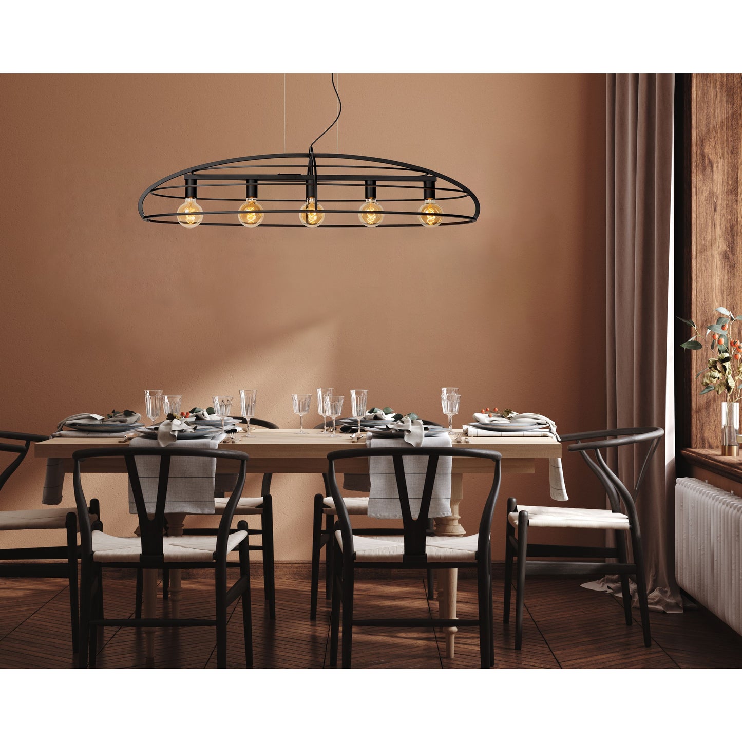 Lucide DIKRA - Pendant light - 5xE27 - Black