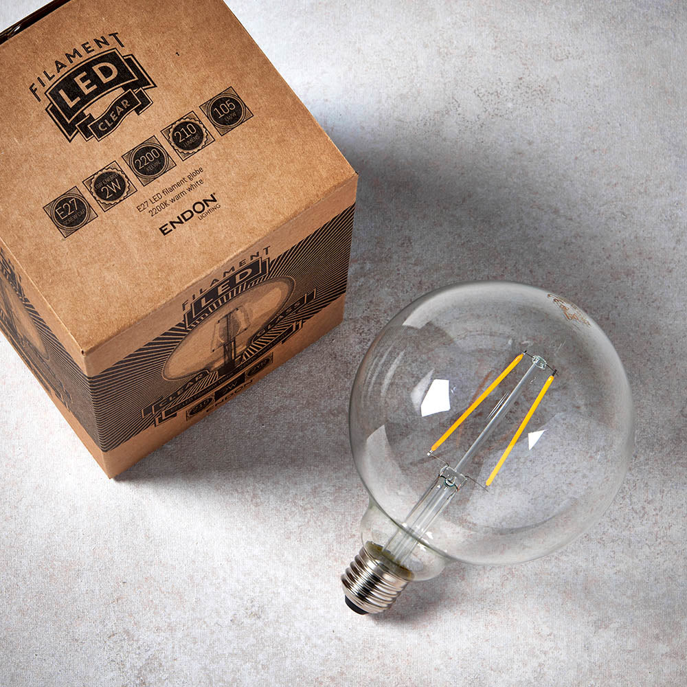 E27 LED filament globe 125mm dia