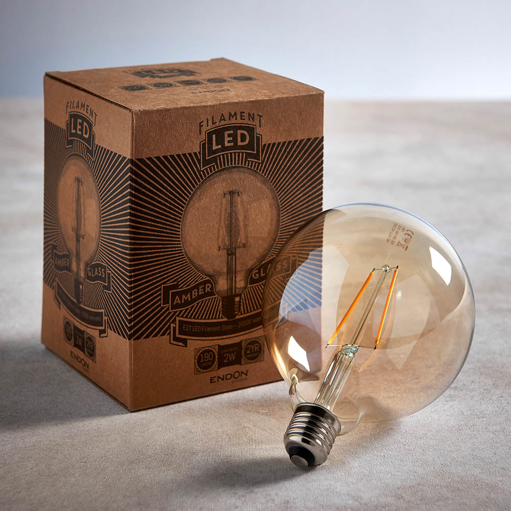 E27 LED filament globe 125mm dia