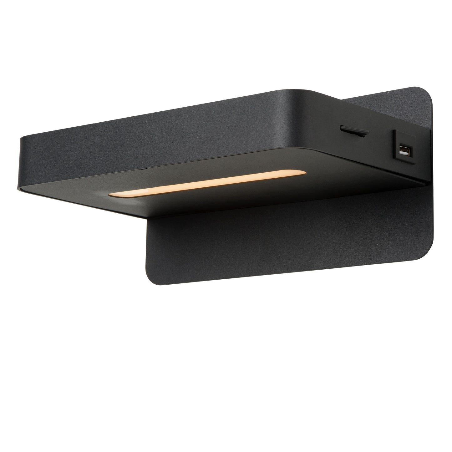 Lucide ATKIN - Bedside lamp / Wall light - LED - 1x6W 3000K - With USB charging point - Black