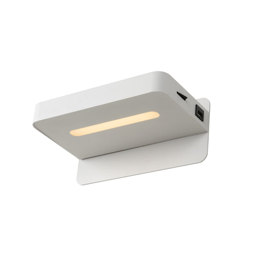 Lucide ATKIN - Bedside lamp / Wall light - LED - 1x6W 3000K - With USB charging point - White