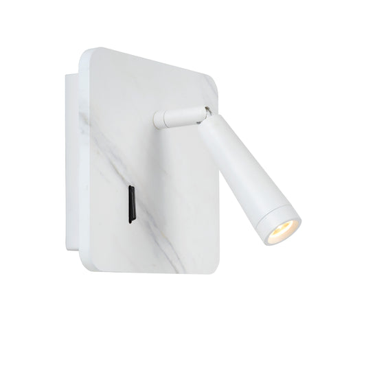 Lucide OREGON - Bedside lamp / Wall light - LED - 1x4W 3000K - With USB charging point - White