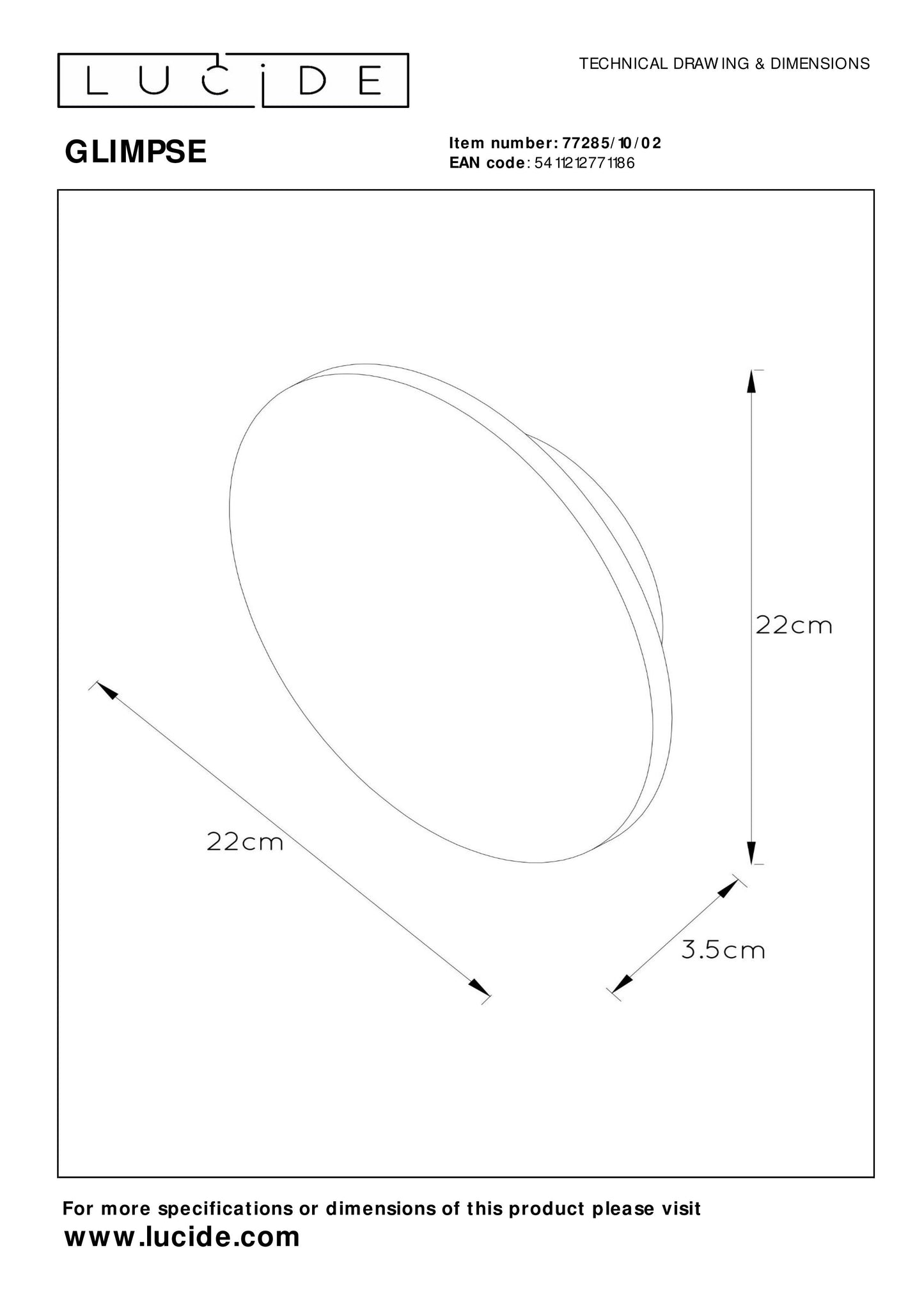 Lucide GLIMPSE - Wall light - Ø 22 cm - LED - 1x11W 2700K - Matt Gold / Brass