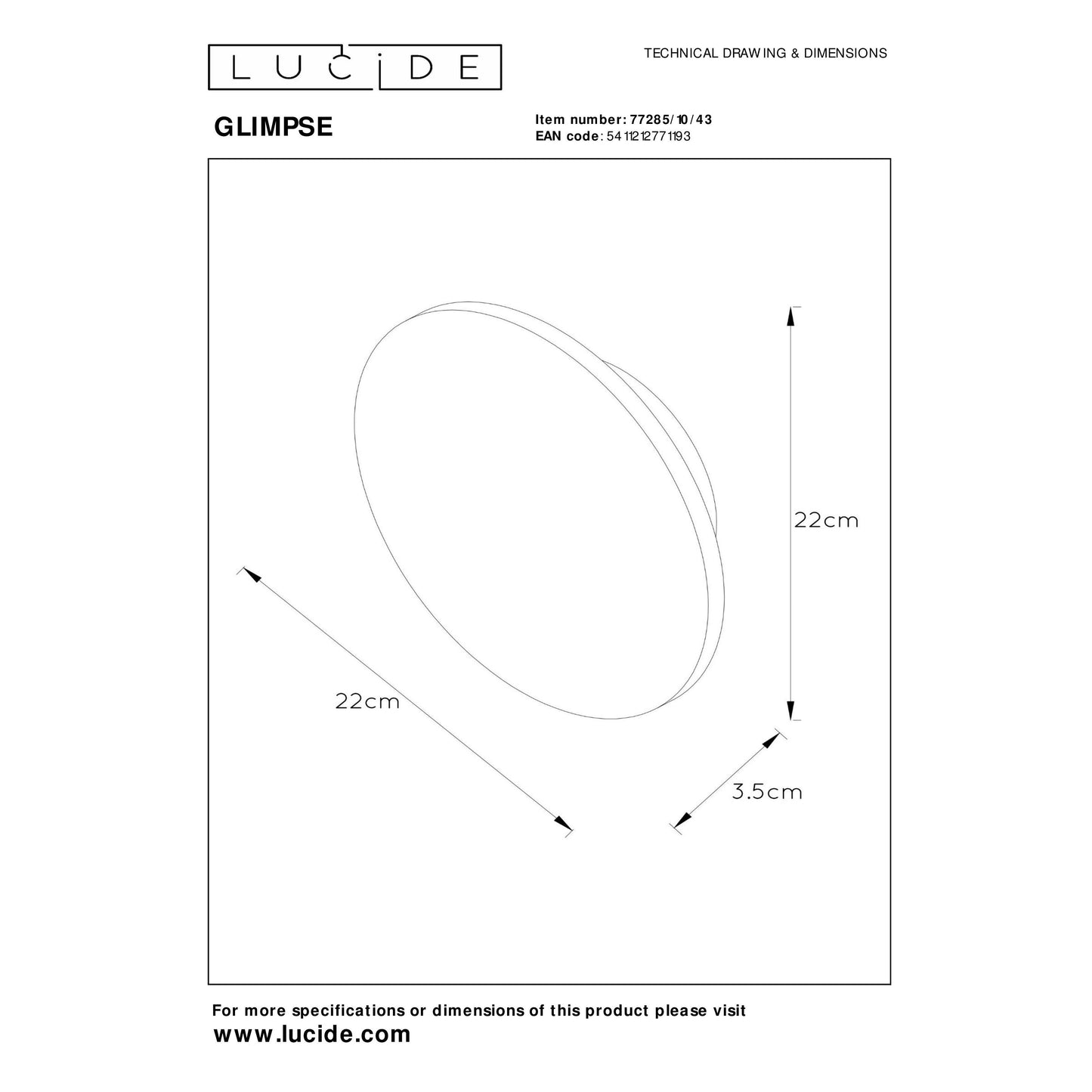 Lucide GLIMPSE - Wall light - Ø 22 cm - LED - 1x11W 2700K - Brown