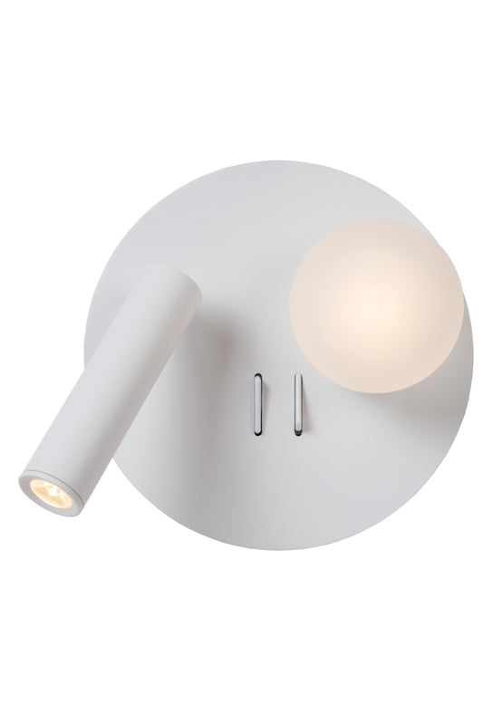 Lucide MATIZ - Bedside lamp / Wall light - LED - 1x3,5W 3000K - With USB charging point - White