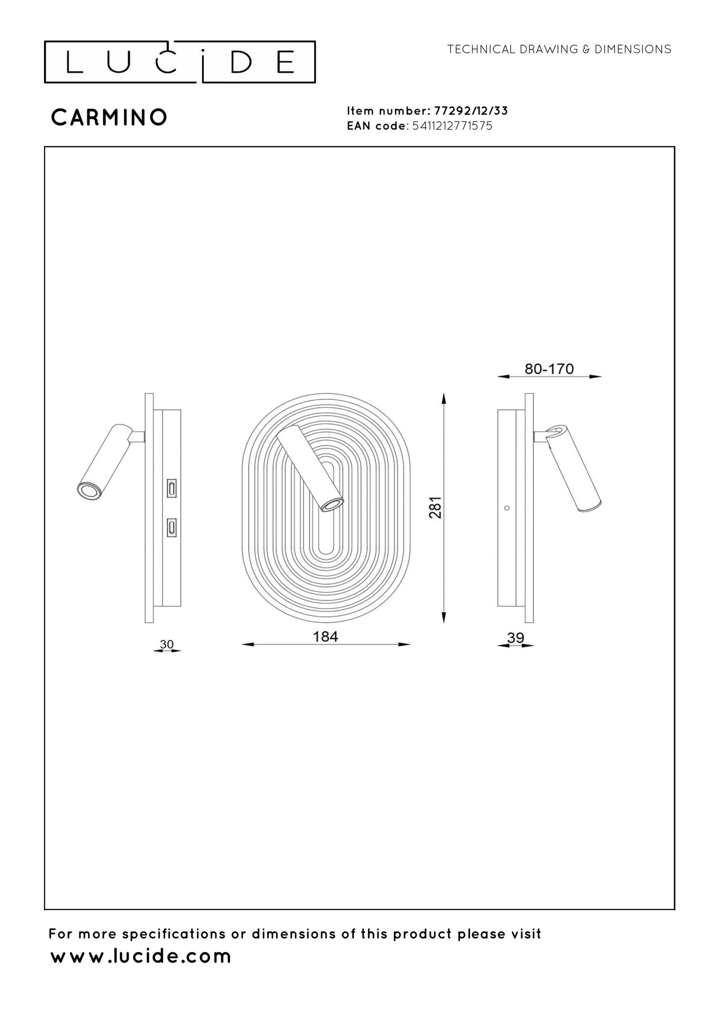 Lucide CARMINO - Wall light - LED - 2700K - Green | Essential
