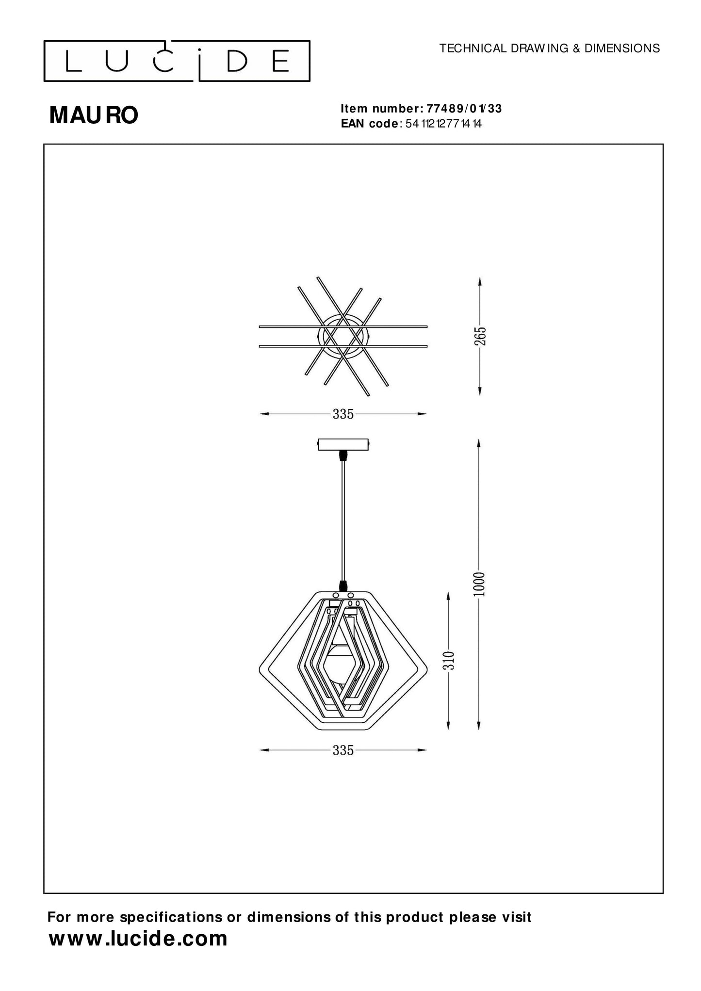 Lucide MAURO - Pendant light Children - 1xE27 - Green