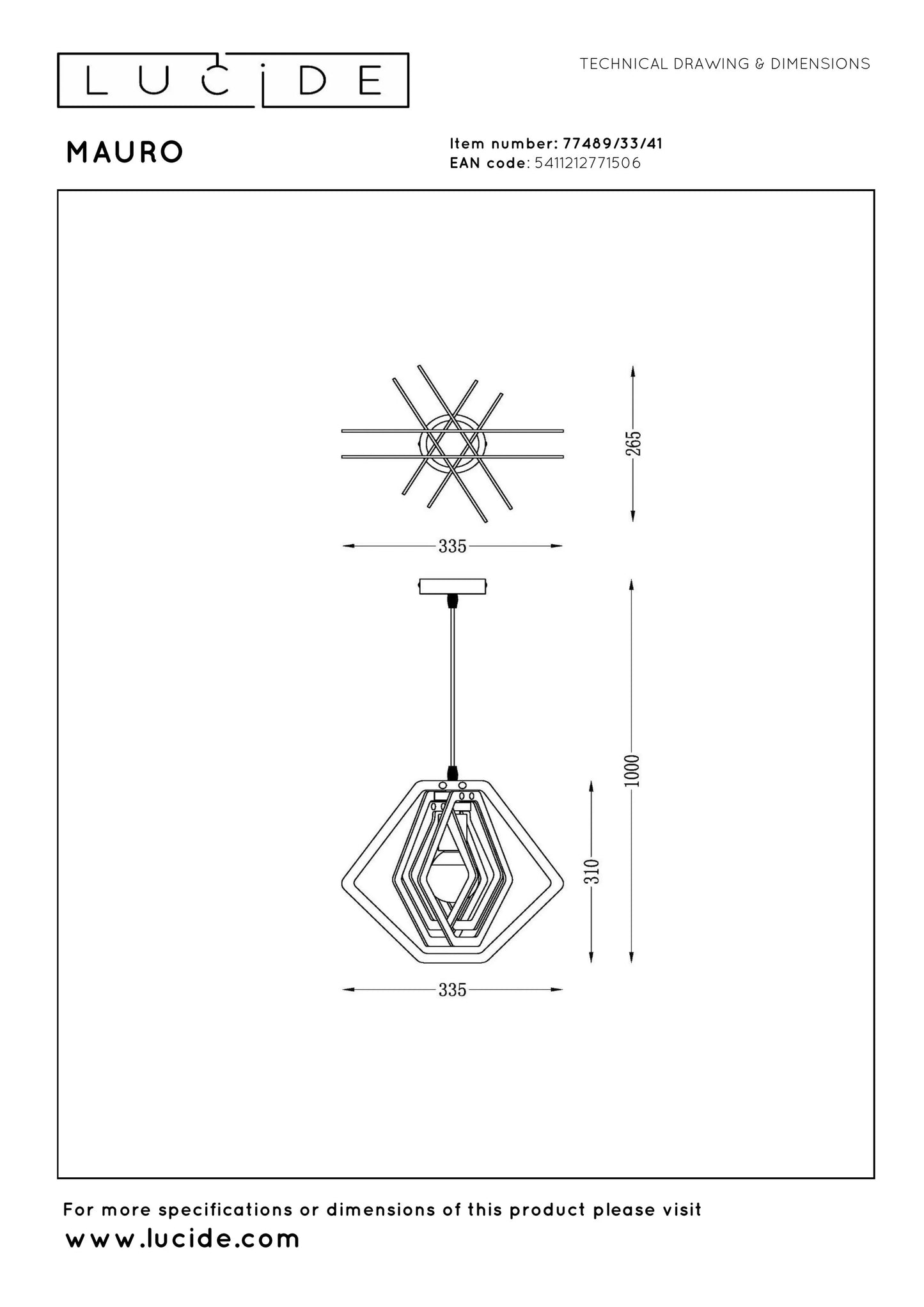 Lucide MAURO - Pendant light Children - 1xE27 - Taupe