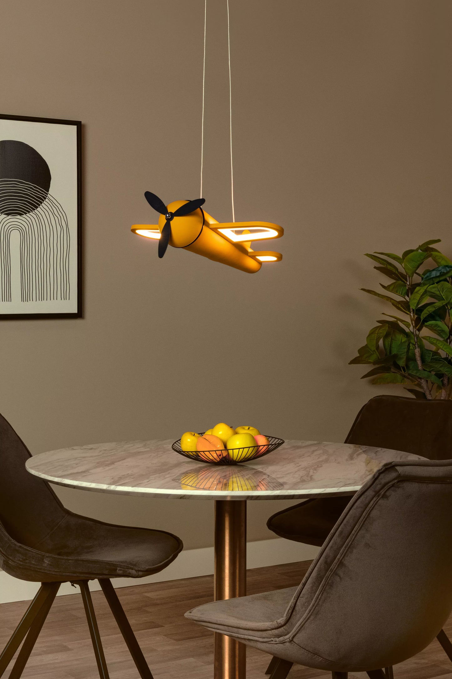 Lucide FOKKER - Pendant light Children - LED - 1x28W 2500K - Yellow