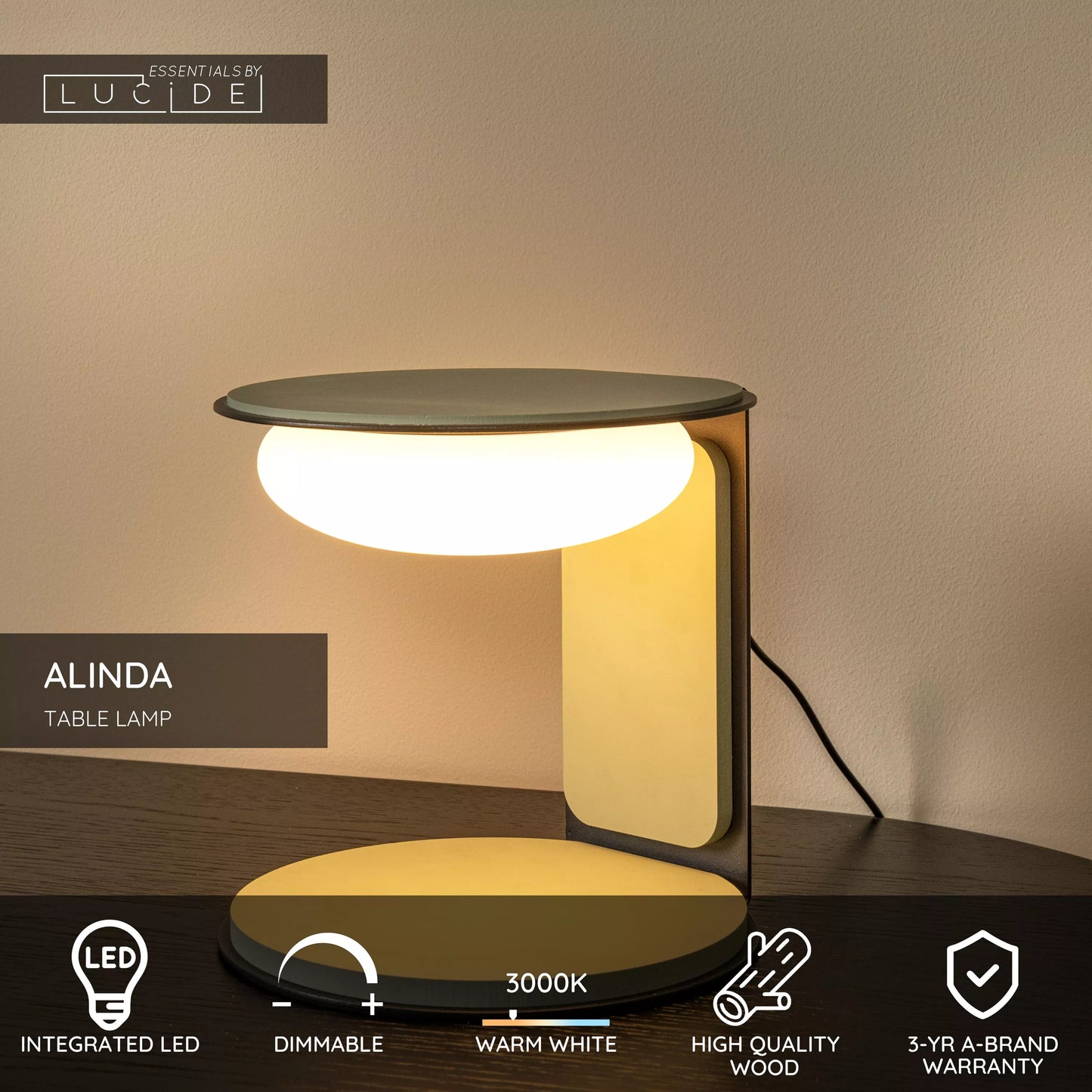 Lucide ALINDA - Table lamp - Ø 20 cm - LED Dim. - 1x9W 3000K - Green | Essential