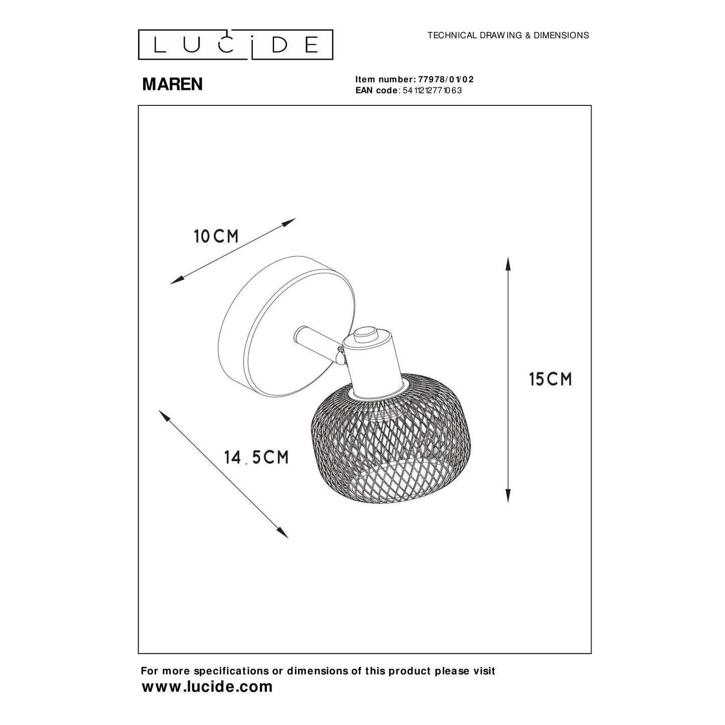 Lucide MAREN - Ceiling spotlight - 1xE14 - Matt Gold / Brass