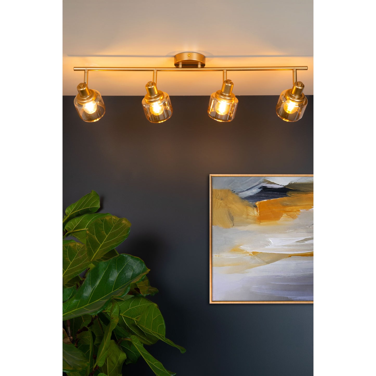 Lucide BJORN - Ceiling spotlight - 4xE14 - Matt Gold / Brass