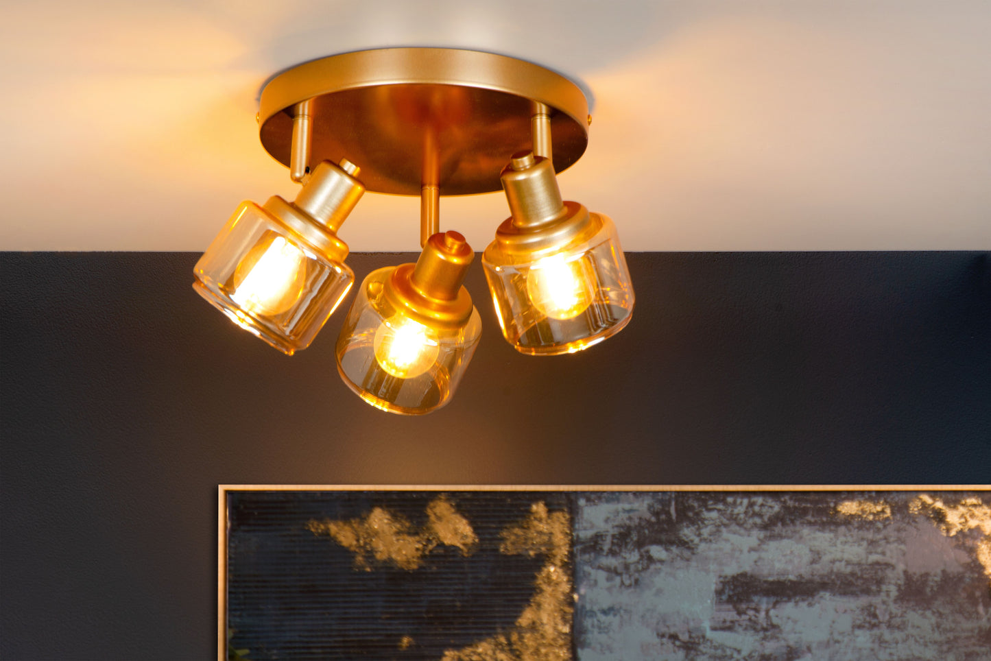 Lucide BJORN - Ceiling spotlight - Ø 38 cm - 3xE14 - Matt Gold / Brass