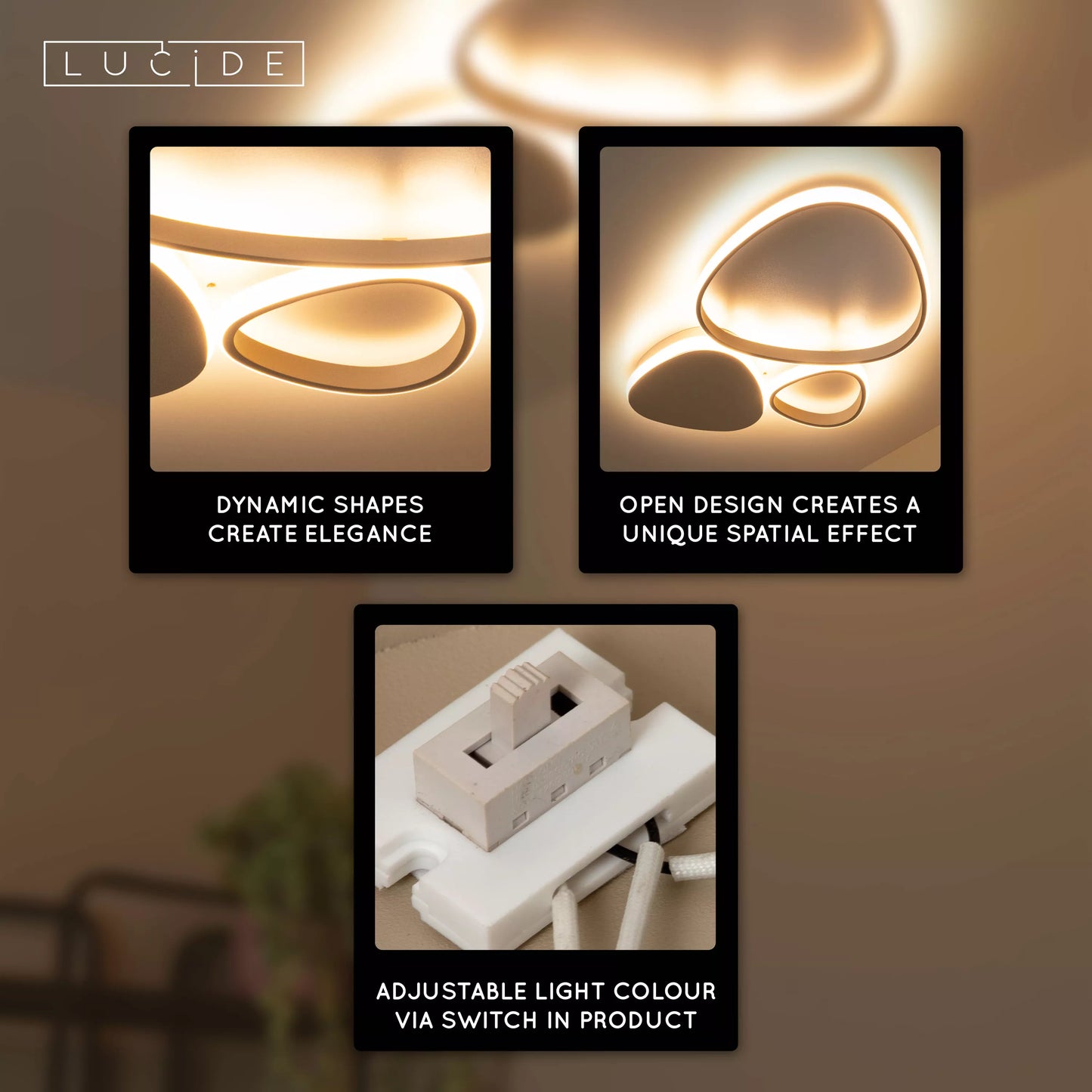 Lucide SAMLING - Flush ceiling light - LED Dim. - CCT - 1x30W 2700K/4000K - Taupe