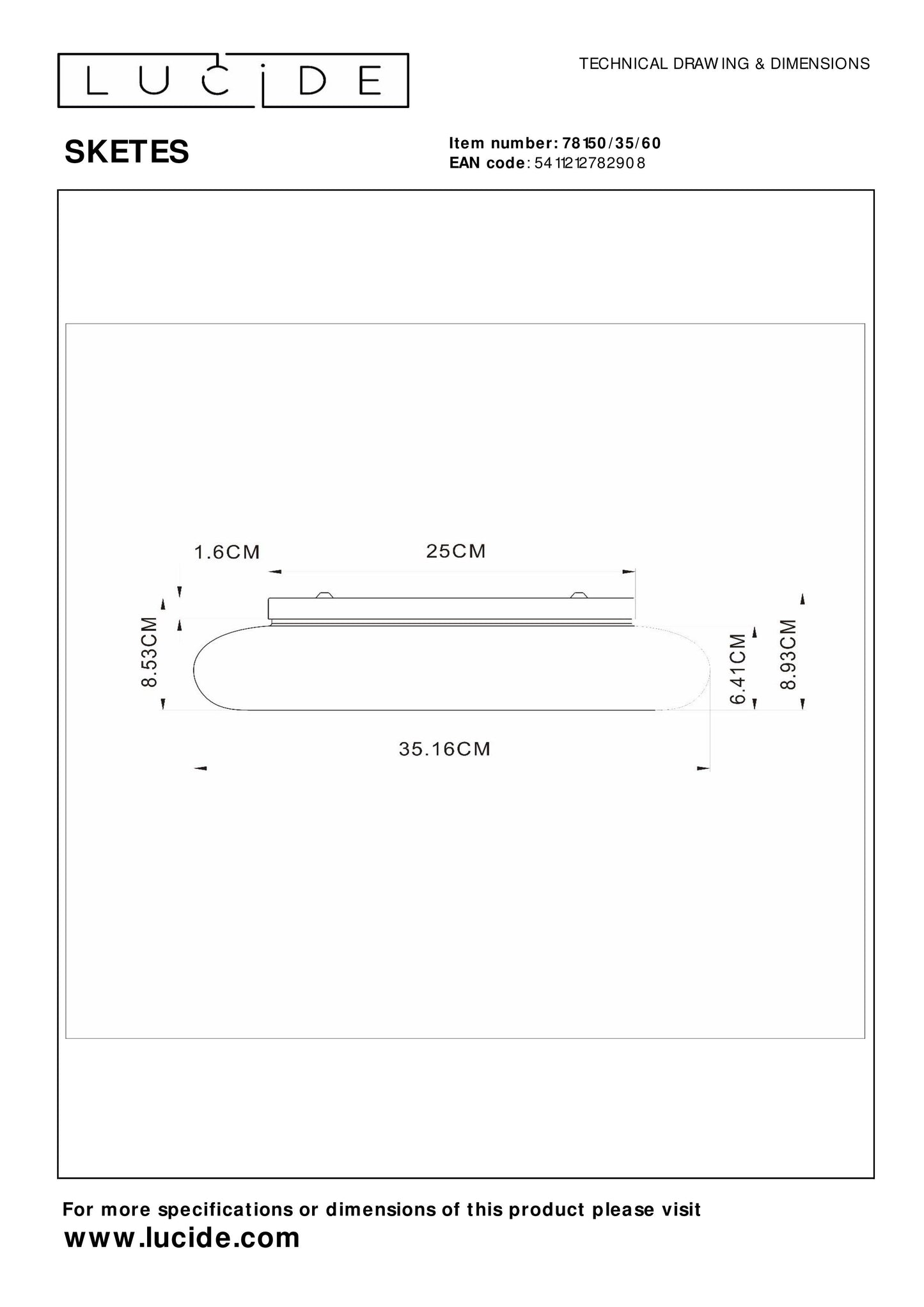 Lucide SKETES - Flush ceiling light - Ø 35,2 cm - LED Dim. - 1x18W 2700K/5000K - Transparant