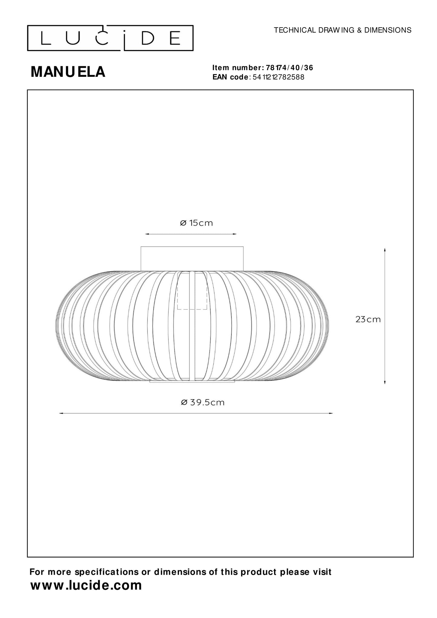 Lucide MANUELA - Flush ceiling light - Ø 39,5 cm - 1xE27 - Grey