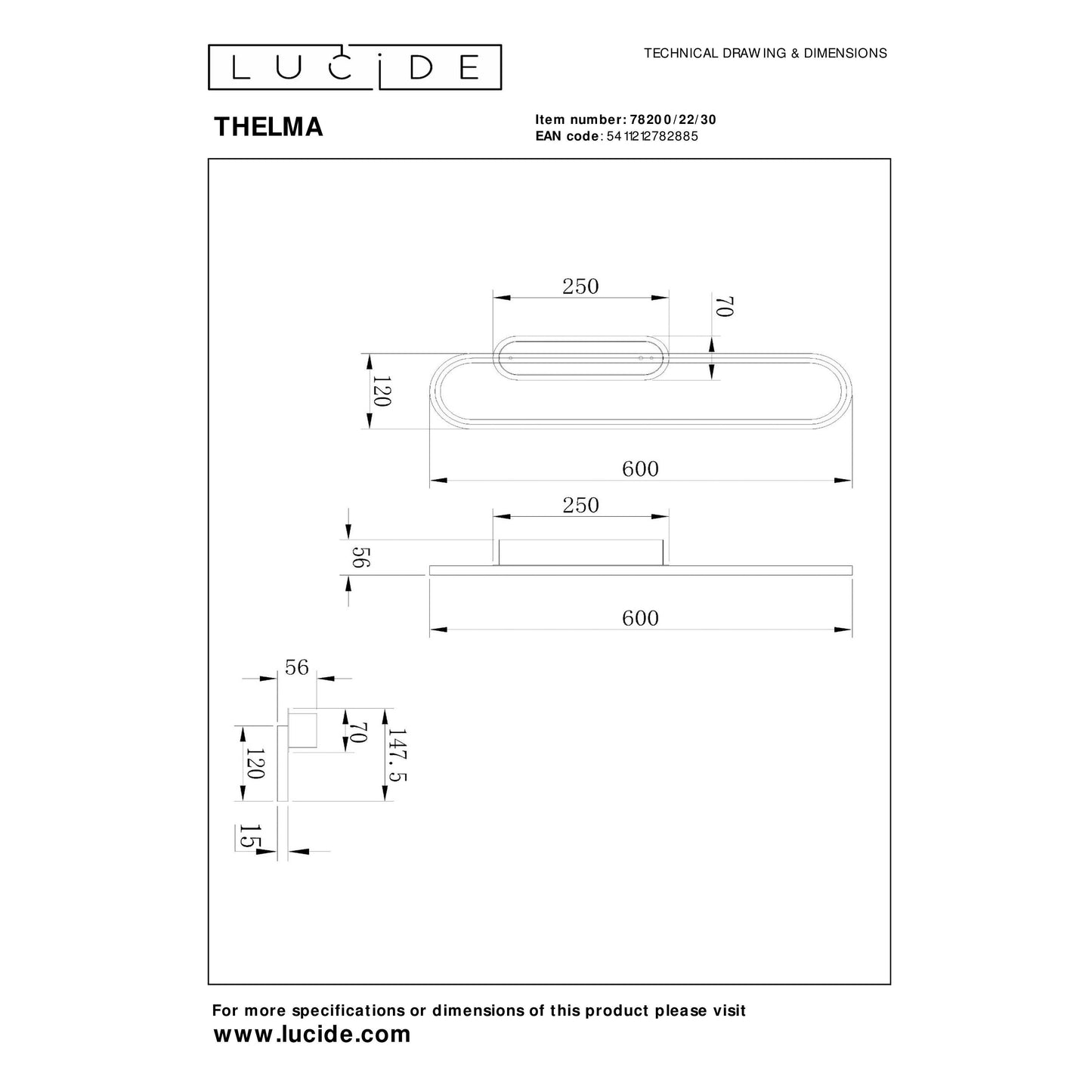 Lucide THELMA - Wall light - LED Dim. - 1x24W 2700K - Black