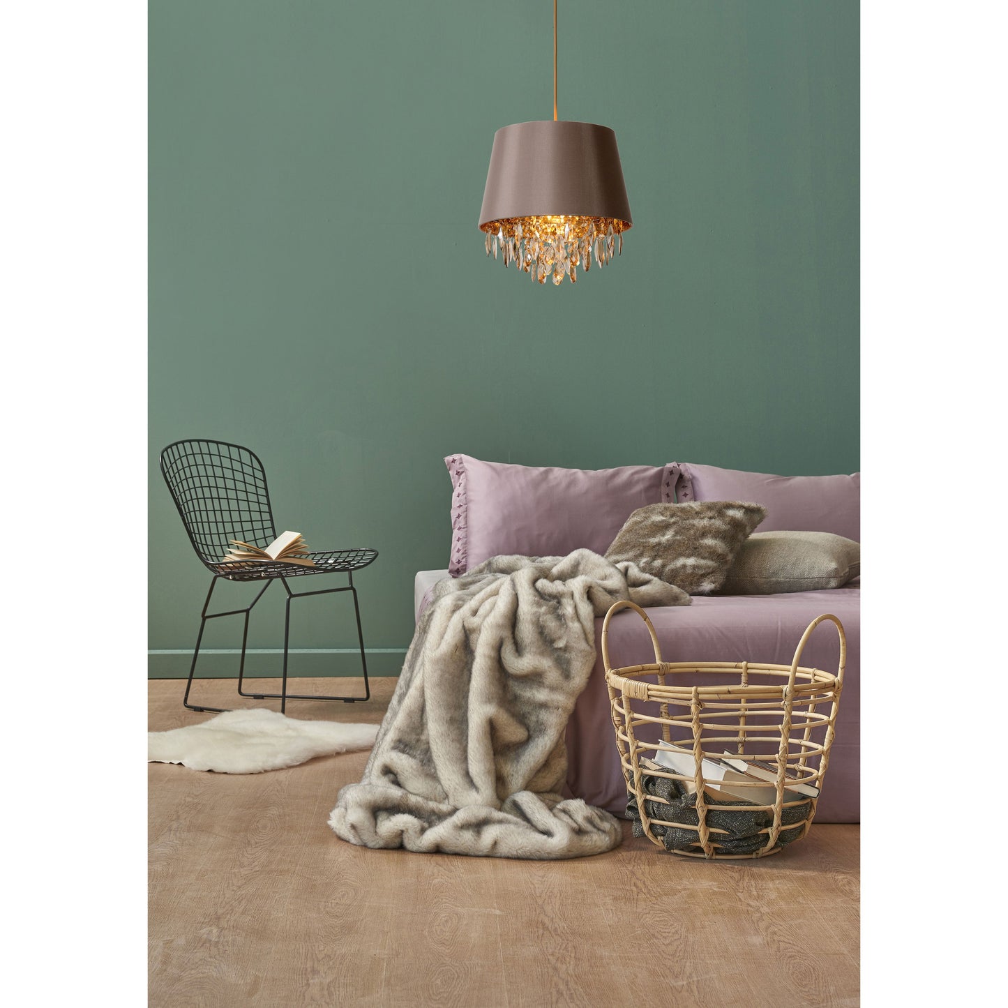 Lucide DOLTI - Pendant light - Ø 30 cm - 1xE27 - Taupe