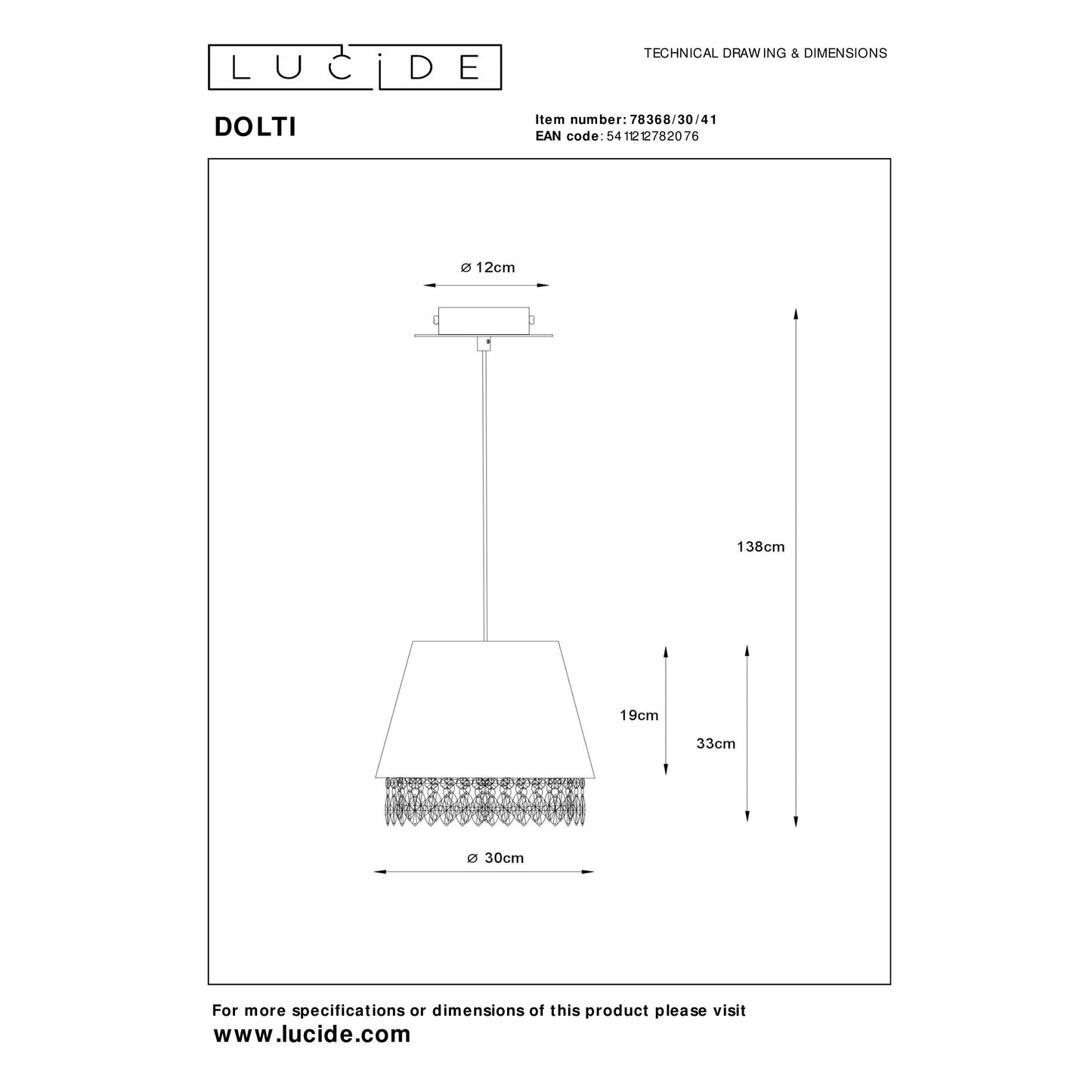 Lucide DOLTI - Pendant light - Ø 30 cm - 1xE27 - Taupe