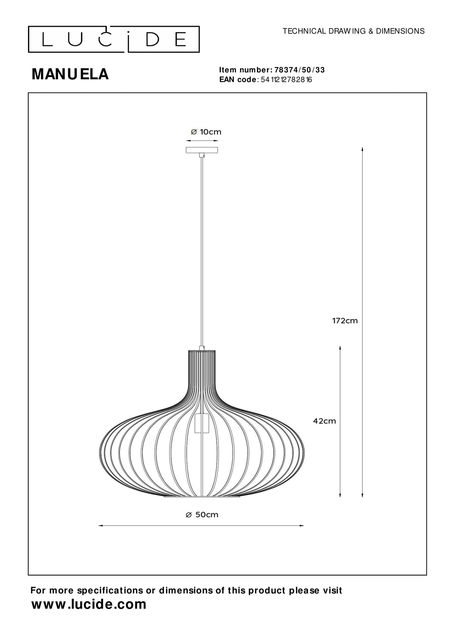 Lucide MANUELA - Pendant light - Ø 50 cm - 1xE27 - Green