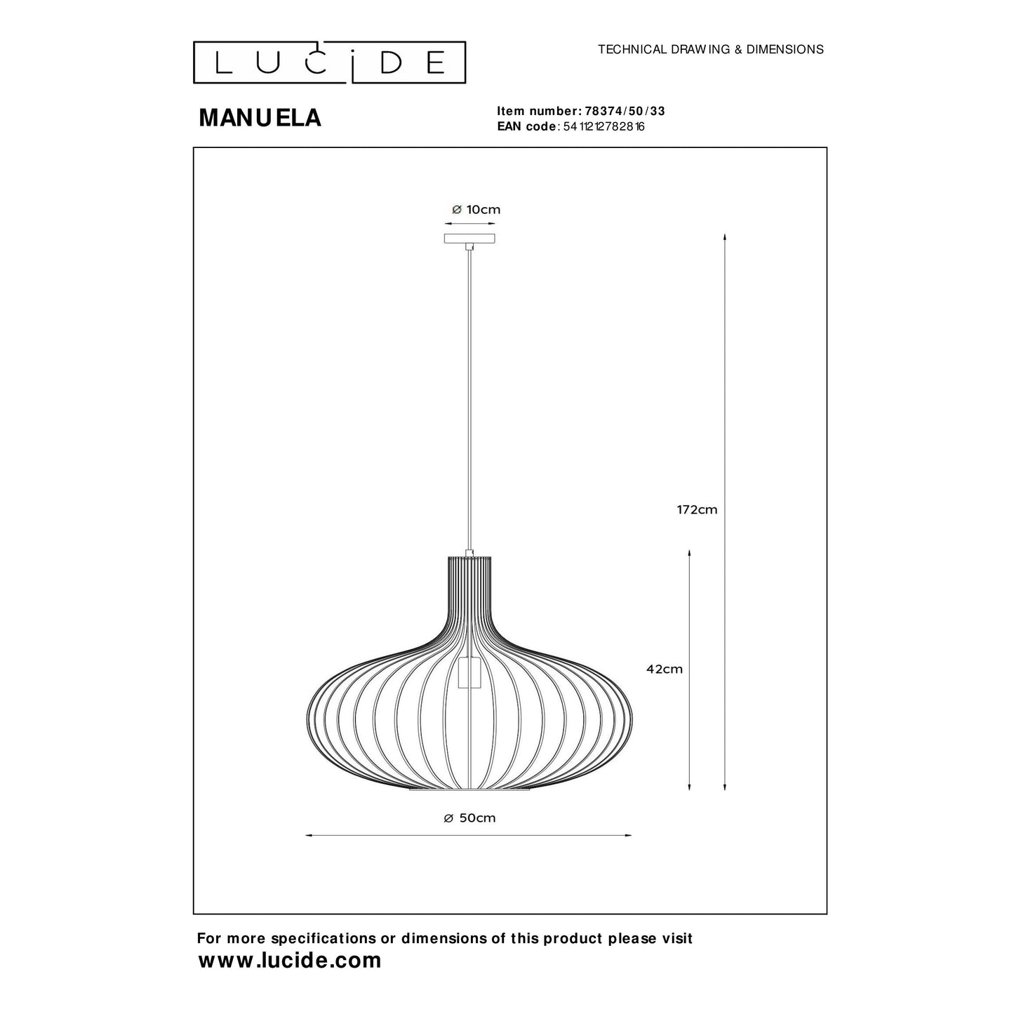 Lucide MANUELA - Pendant light - Ø 50 cm - 1xE27 - Green