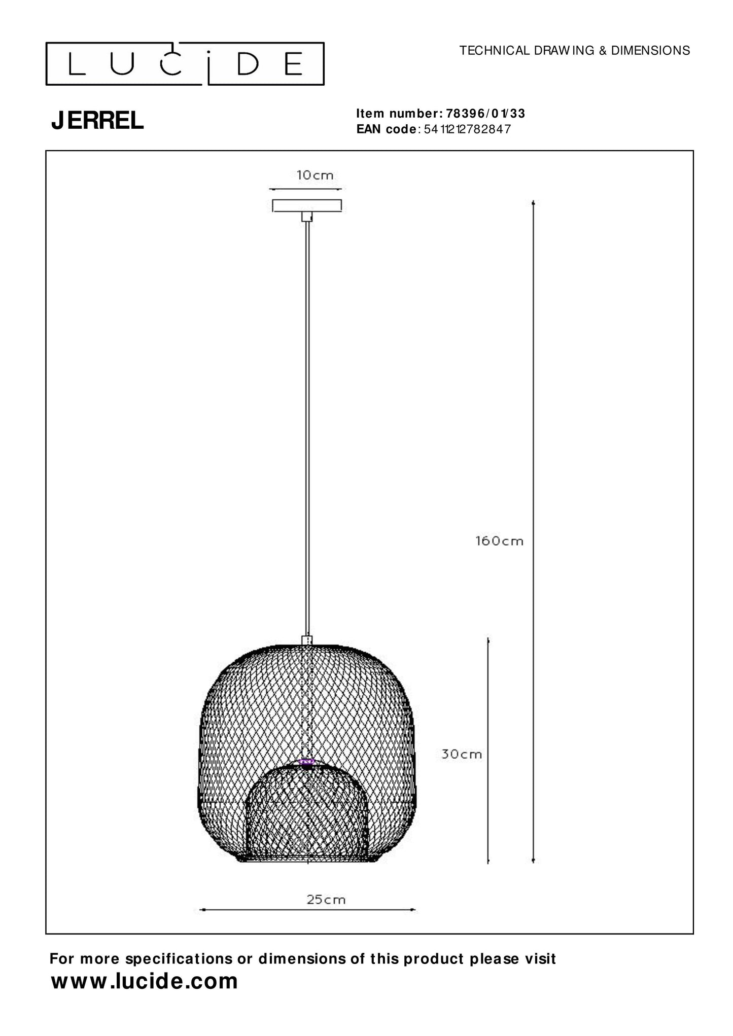 Lucide JERREL - Pendant light - Ø 25 cm - 1xE27 - Green