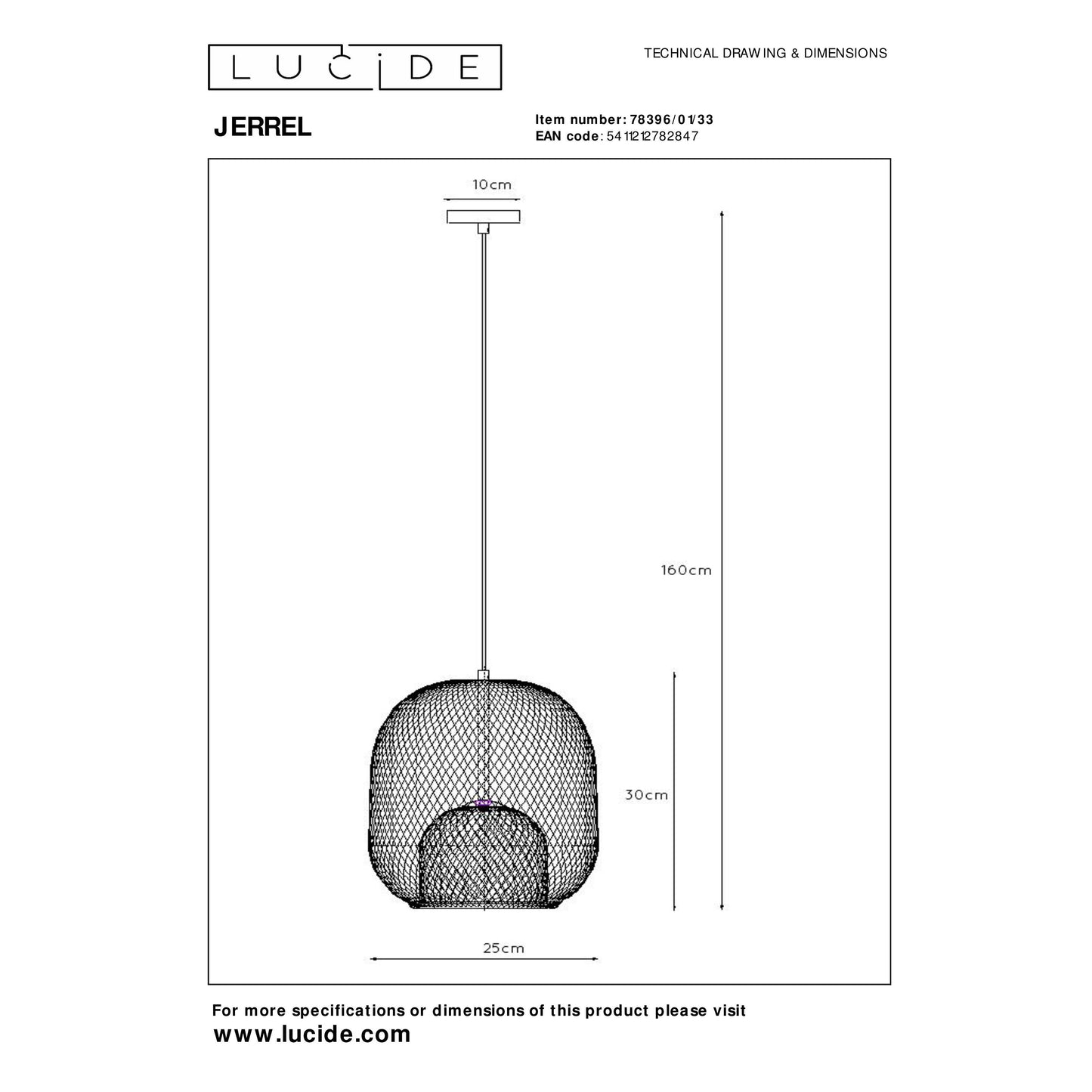 Lucide JERREL - Pendant light - Ø 25 cm - 1xE27 - Green