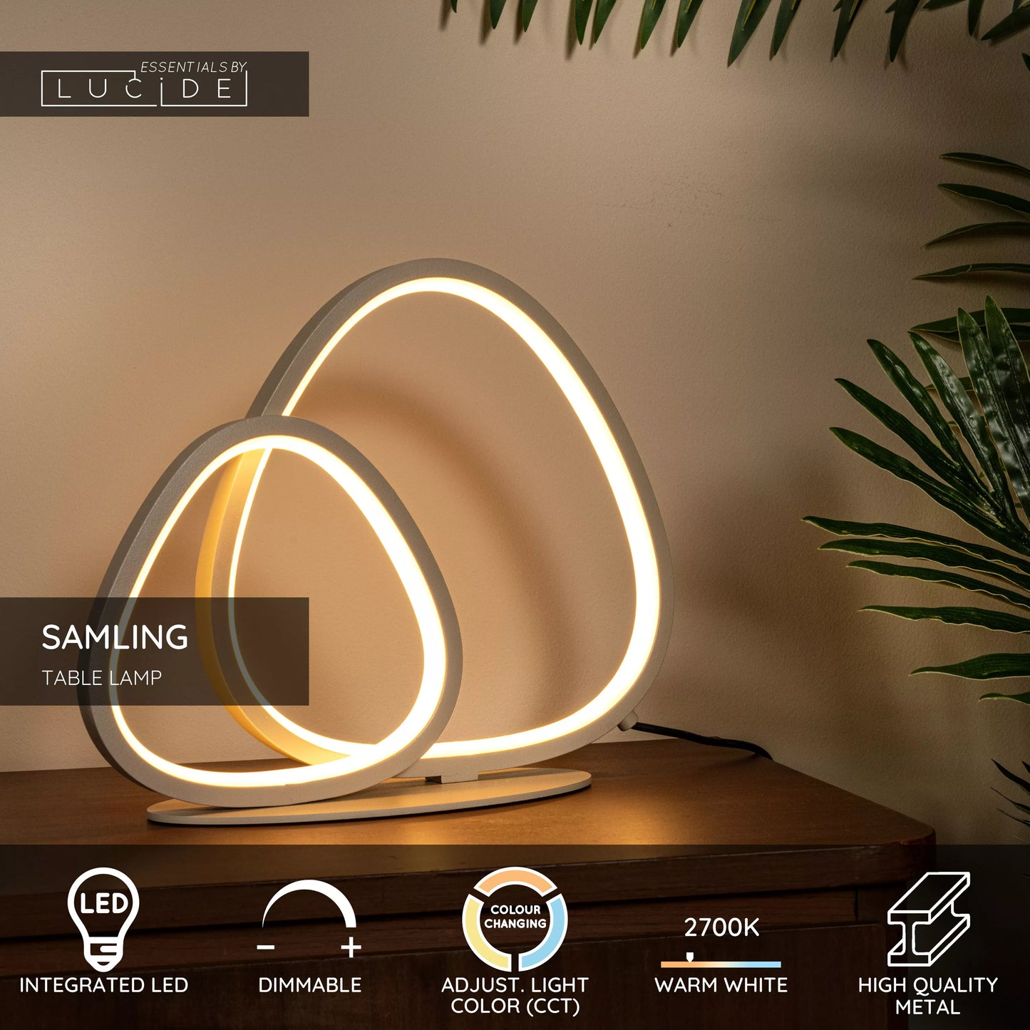 Lucide SAMLING - Table lamp - LED Dim. - CCT - 1x16W 2700K/4000K - Taupe | Essential