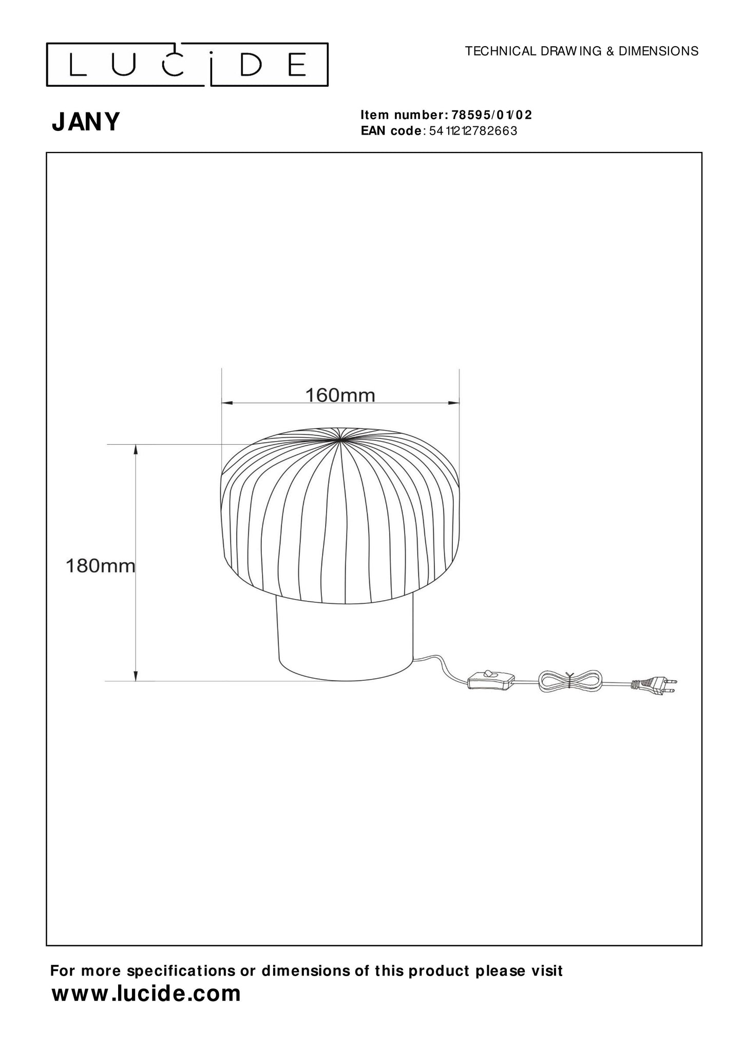 Lucide JANY - Table lamp - Ø 16 cm - 1xE14 - Matt Gold / Brass