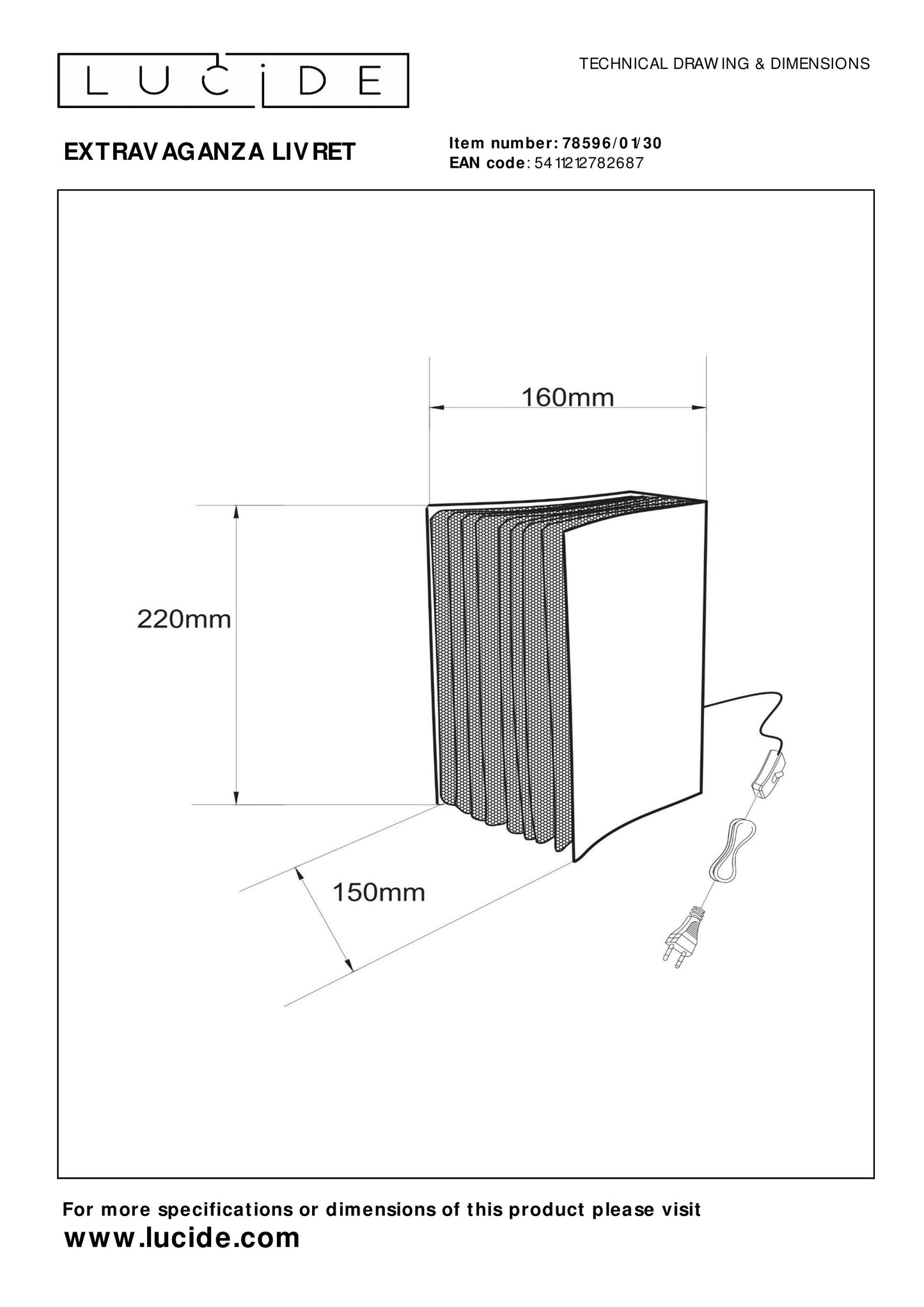 Lucide EXTRAVAGANZA LIVRET - Table lamp - 1xE14 - Black