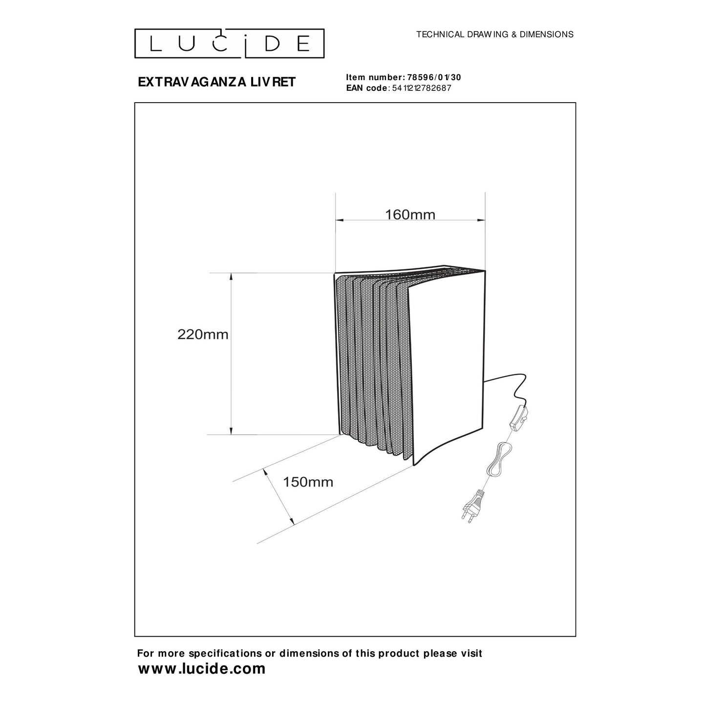 Lucide EXTRAVAGANZA LIVRET - Table lamp - 1xE14 - Black